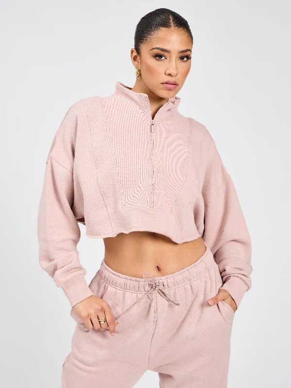 Threads Quarter Zip Crop Jacket - Berry Ice