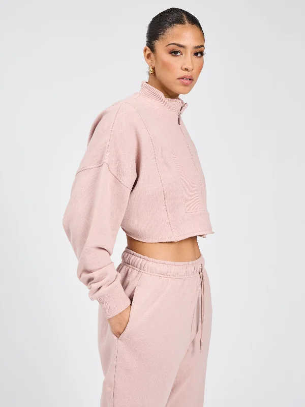 Threads Quarter Zip Crop Jacket - Berry Ice