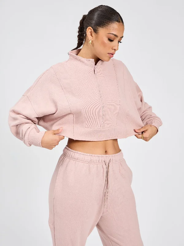 Threads Quarter Zip Crop Jacket - Berry Ice