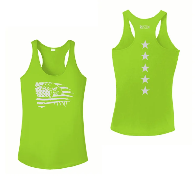 Women's Reflective Tank Top - Eagle Flag